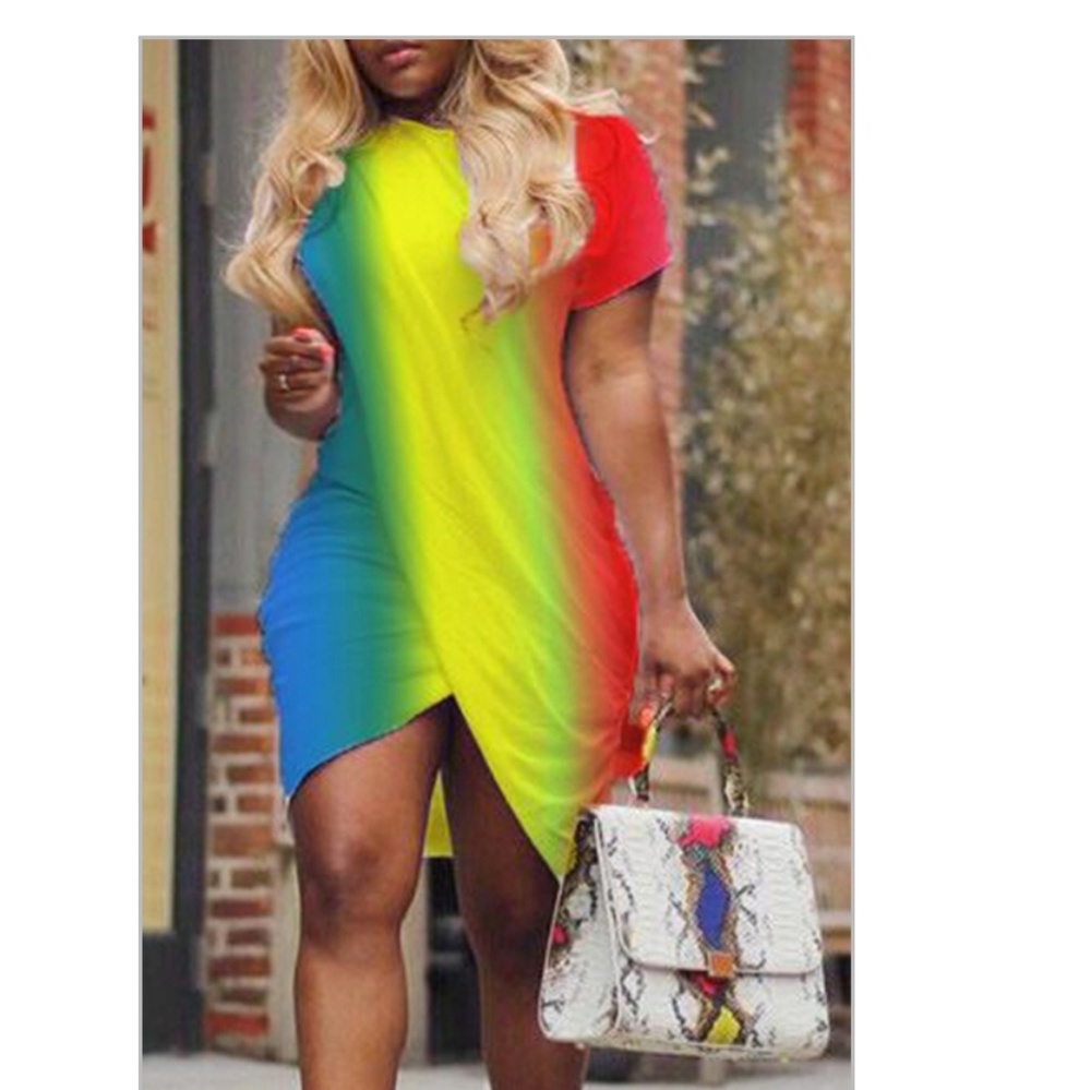 Short multi color split dress NWOT